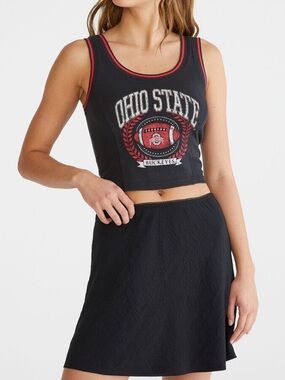 OHIO STATE Buckeyes football  Black Cropped Tank with Red Trim EUC